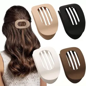 4pcs Vintage Simple Hollow Hair Clips, Flat Claw Clips, Anti-Slip Square & Curved Design, Suitable for Long Thick Hair, Daily Commute Essential, Cute Hair Accessories