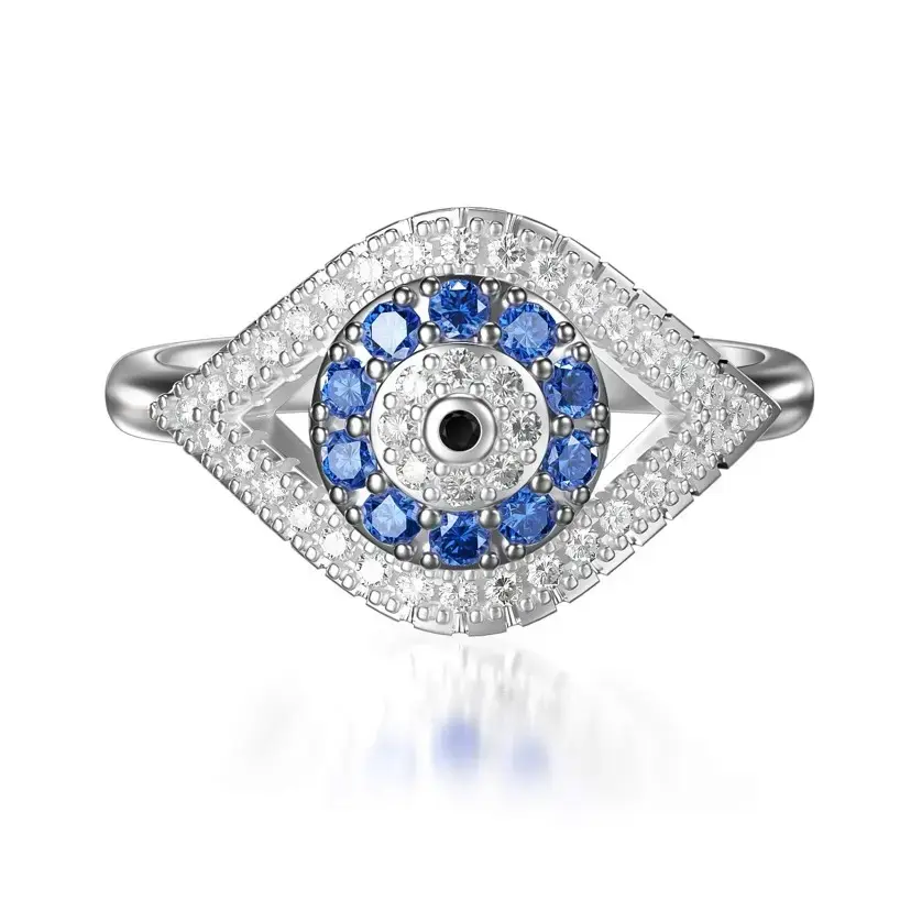 Evil Eye Ring, Cube Zirconia Evil Eye Imprint Ring cubic inlay elegant wedding perfect birthday anniversary / Mother's Daygift luxury high quality bead oval safety elizabeth promise ring for gf real rings promise rings christmas gift