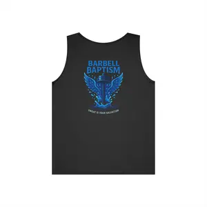 Barbell Baptism Tank Top (front logo + back design) – Gym Apparel