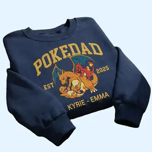 Custom PokaDad Embroidered Shirt,Personalized Anime Characters Sweatshirt,Anime Father's Day Gift,Birthday Gift For Dad, Pocket Beast Hoodie