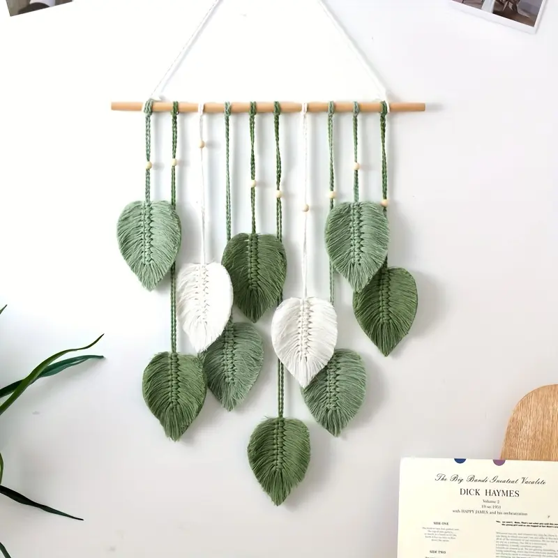 Boho Nature Green Macrame Tapestry - 1pc Wall Decor, Safari Themed Home Decor, Headboard Decor, Creative Gift for School Supplies Classroom Living Room Office
