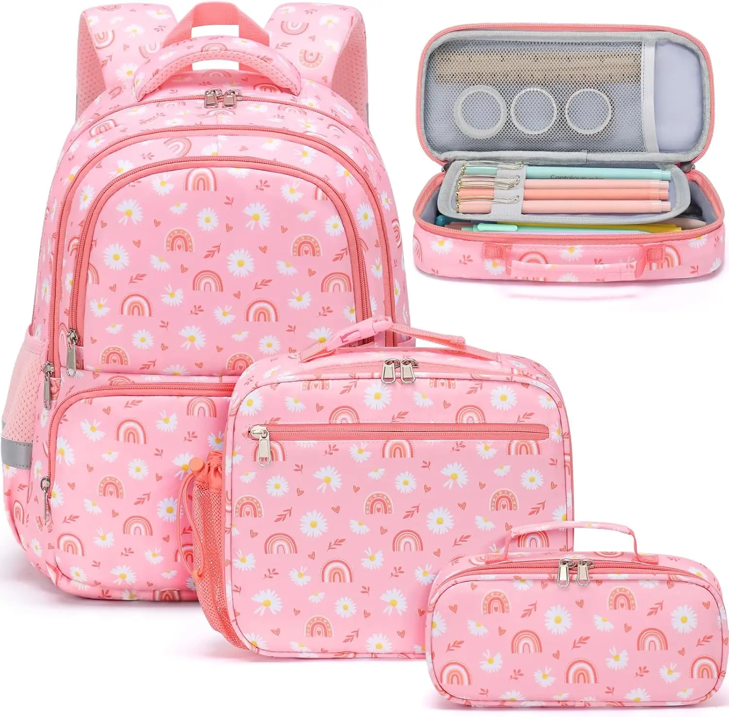 Fimibuke Cute Backpack Set for School Girls, 3-Piece Waterproof Backpack with Lunch Bag and Pencil Bag - School Backpack Book Bag for Back-to-School S