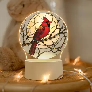 Bright Cardinal Acrylic Night Light, Bird Design Table Lamp, LED Energy Saving Desk Lamp, Perfect Gift for Home, Cafe, Hotel Decor