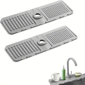 2Pack Silicone Kitchen Sink Splash Guard, Sink Faucet Mat, Sink Tray for Kitchen/Washroom Sink Drip Catcher Tray Fit for Home Organizer