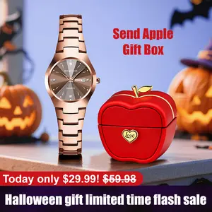 BOGEVNOR Women's Watch with Apple Gift Box Packaging Minimalist Style 2025 Edition Water-Resistant Luminous Adjustable Strap Elegant Stylish Design Perfect Festival Gift for Women Ideal Choice for Halloween