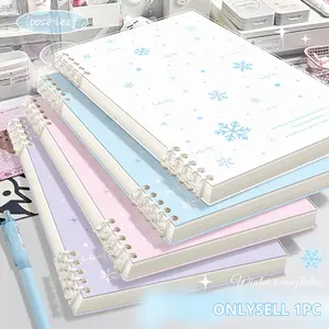 A5 Cute Snowflake Loose Leaf Notebook, Kawaii Spiral Binder Journal with Refillable Paper, Aesthetic Hardcover Notebook for School, Office, Students, Girls - Perfect for Note Taking, Journaling & Daily Planning