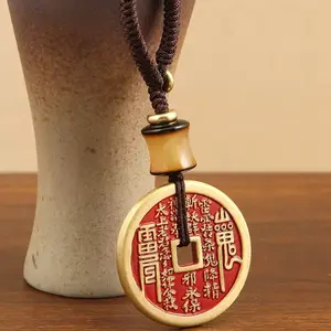 Traditional Coin-Shape Mountain Ghost Taoist Amulet Keychain, Chinese Feng Shui Ornaments, Home Ornaments, Fashion Costume Jewelry Accessory