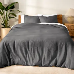 Bare Home Linen Duvet Cover Set with Pillow Shams