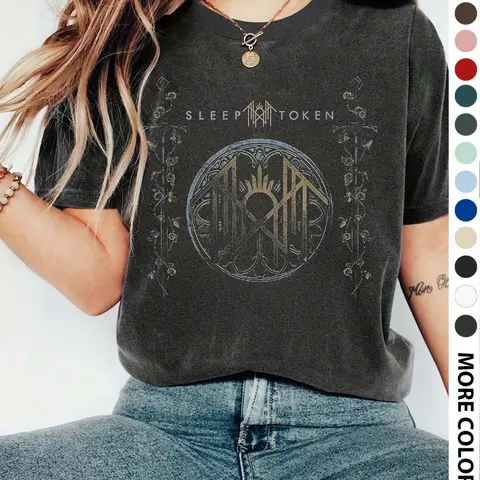 Women's Vintage Sleep Token Letter Print Round Neck Knit Graphic Tee, Casual Chic Top, Casual Summer Loose Fit Short Sleeve T-shirt for Daily Wear, Ladies Clothes for All Seasons, Womenswear Top Everyday