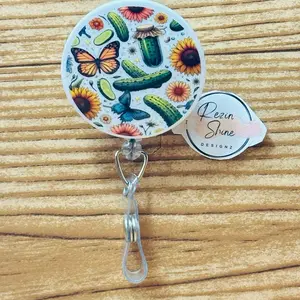 Pickle Sunflower Round Badge Reel