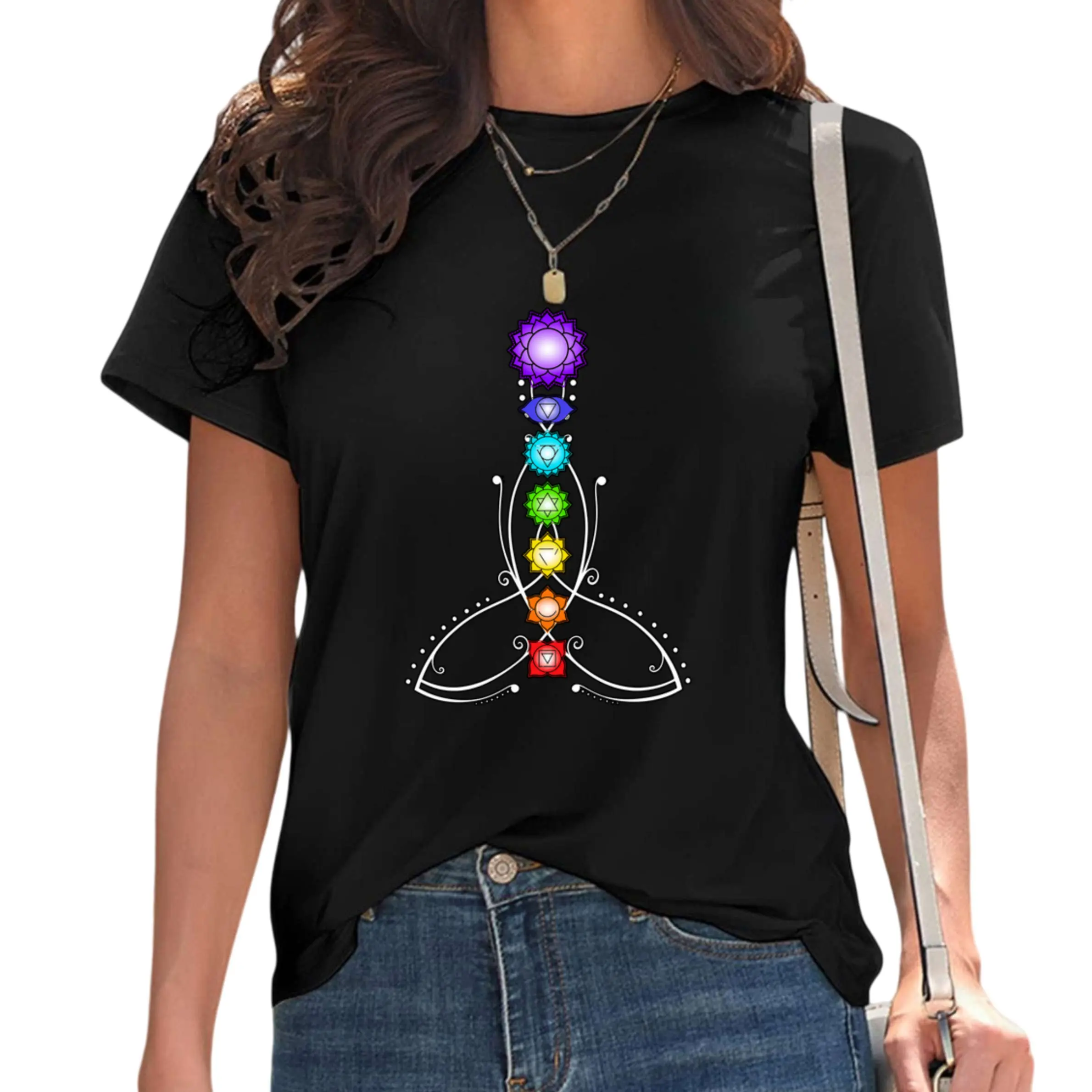 100% Cotton Spiritual Shirts for women & Yoga clothes Yoga Meditation Spiritual Body Energy Chakra T-Shirt