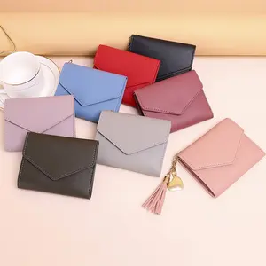 Cute Heart Tassel Wallet for Girls, Durable Fashion Wallet, Card Holder Coin Purse, Leather Envelope Style, Perfect Gift for Christmas, Halloween, Valentine's Day