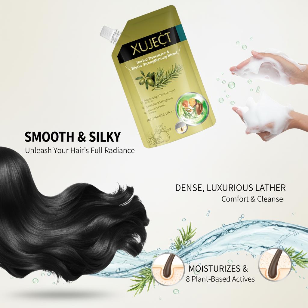 XUJECT Rosemary & Biotin Hair Growth Shampoo 300ml – Restore Nourishing Winter Shampoo Haircare | Strengthening & Anti Hair Loss Formula with 8 Herbal Actives | Buy 1 Get 1 Free | Daily Scalp Care for Oily Roots, Thin Hair & Stress Shedding