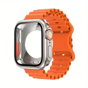 1 Universal Wave Silicone Watch Band with 1 Watch Case Protector, Adjustable, Fits for Iwatch Series 11/10/9/8/7/6/5/4/3/2/1/se Se, Sizes 38mm/40mm/41mm/44mm/45mm/46mm/49mm, Perfect Gift for Holiday ,Birthday, Christmas, New Year, Smartwatch Accessories