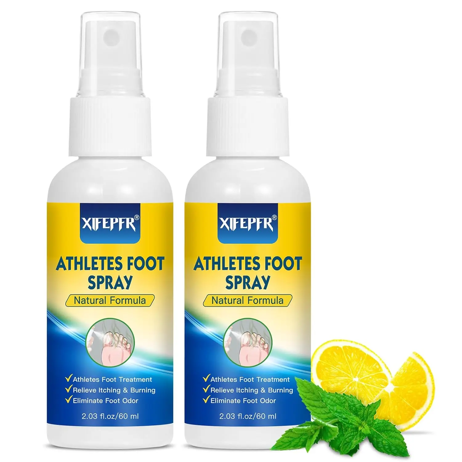 Athlete's Foot Spray, 2 Counts/set Foot Odor Spray, Portable Foot Care Spray for Foot Odor, Itching, Sweating, Peeling and Blisters
