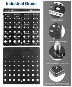 Thread Checker, Bolt Identifier Board, Bolt and Nut Thread Checker,14 Metric & 14 Standard Sizes, Bolt Size and Thread Gauge, Bolt and Nut Identifier Gauge