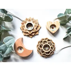 Wooden Crystal & Sphere Holder Light Stand || Assorted Designs