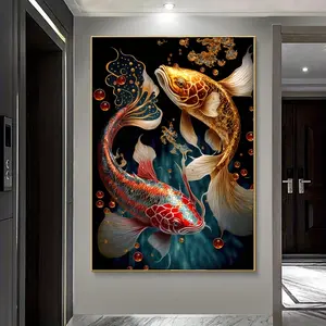 Frame not included springtok only poster Modern Abstract Japanese Koi Fish Canvas Art,  Frameless Wall Decor for Living Room & Bedroom