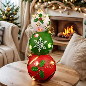 16" (40cm) Indoor Color-Changing Stacked Christmas Ball Ornament – Snowflake Holiday Decoration with LED Lights, Led Mood Light