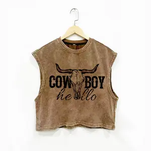 Autumn Winter New Round Neck Plus Size Cotton Western Funny Letter Cow Print Sleeveless Vest Top, Unisex Street Style Loose Fit Outerwear