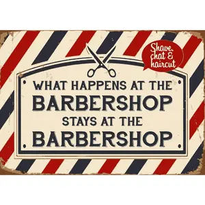 Barbershop Theme Retro Wall Decor Metal Tin Sign 12x16 Inch Vintage Bar Club Home Restaurant Kitchen Garage Or Gift