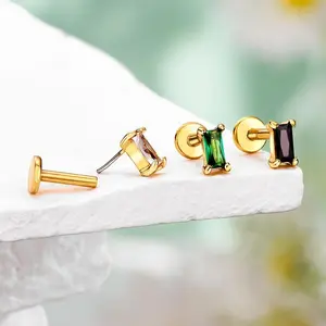 Oufer 16G Threadless Push Pin Flat Back CZ Helix Tragus Conch Cartilage Stud Earring