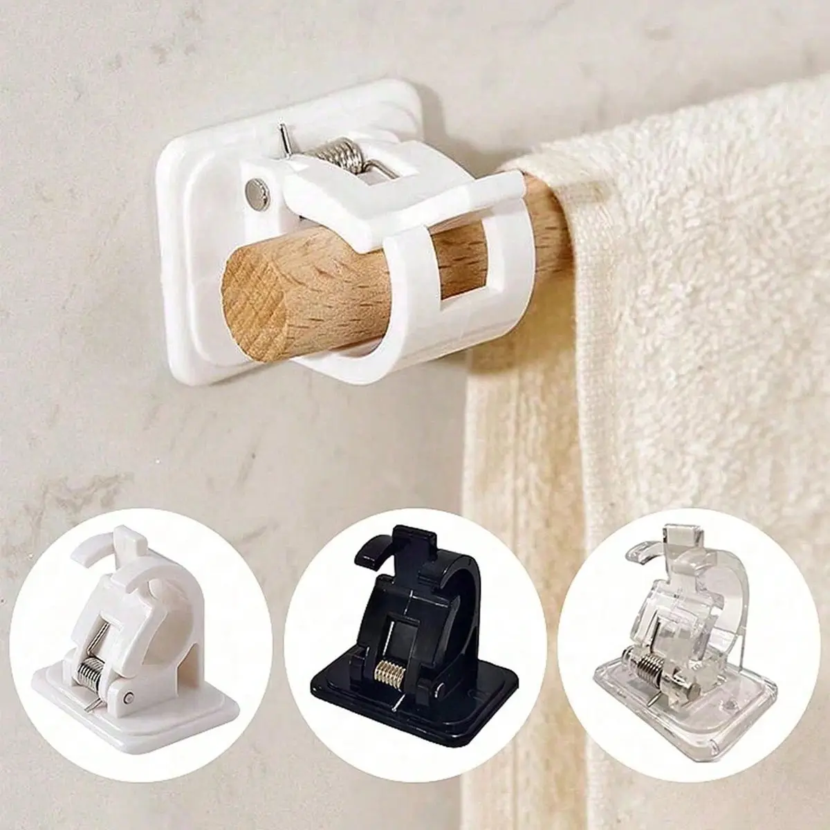 Self-Adhesive Curtain Rod Bracket, Adjustable Curtain Hooks, Extendable Curtain Rod Hook, Strong Adhesive Spring Hook, Ideal for Home, Bedroom, Kitchen, Bathroom, Hotel
