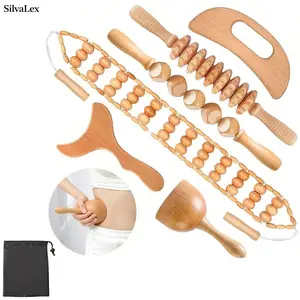 6pcs Wood Therapy Tool Set, Wooden Massage Set, Body Care, Muscle Relax, Muscle Tension Relief, Home Massage Tools, Self Care Essentials