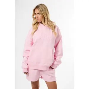 Kaiia Slogan Oversized Hoodie Baby Pink