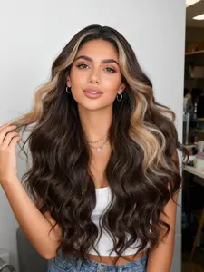 Black Glueless Wigs for Women 26 Inch Pre Layered Body Wave Synthetic lace front Wigs - Pre Plucked 13×5×1 HD Lace Front Synthetic Wig Pre Plucked with Tiny Knots Natural Hairline Wear and Go Loose Wavy Wave Fluffy Natural Wig