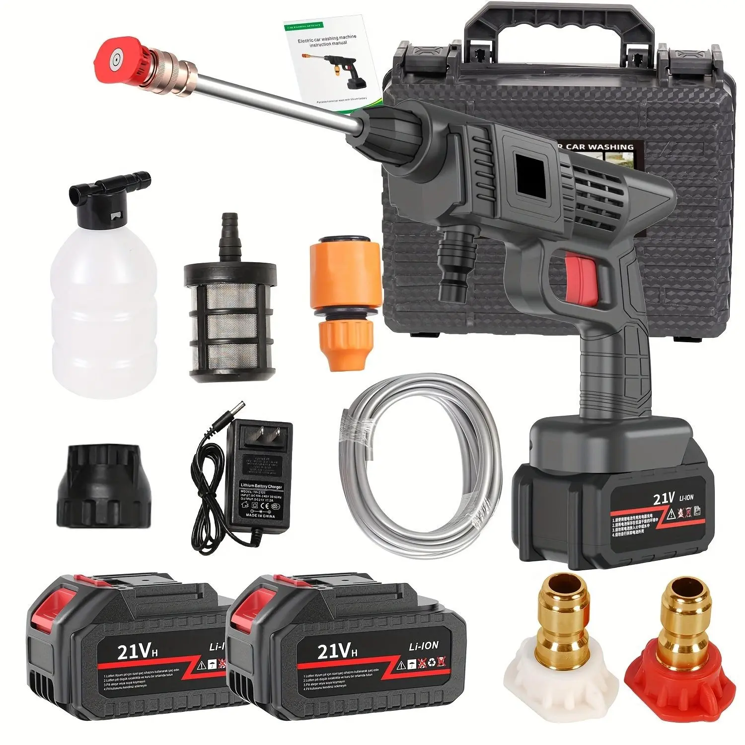 Cordless Rechargeable Electric Foam Cannon Car Washing Tool, Adjustable Nozzle Sprayer Foam Lance, Angle-Adjustment Water Spray Tool for Driveway Outdoor Home Maintenance