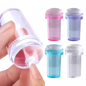 Portable Transparent Silicone Nail Stamper with Cap, Easy French Tip DIY Manicure Printing Tool for Beginners & Nail Salons