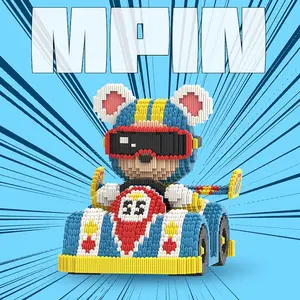 6850 Pieces 40cm Racing Bear Building Blocks, Creative Small Bear Puzzle Toy, Unisex Gift, Home Decor, Model M6675