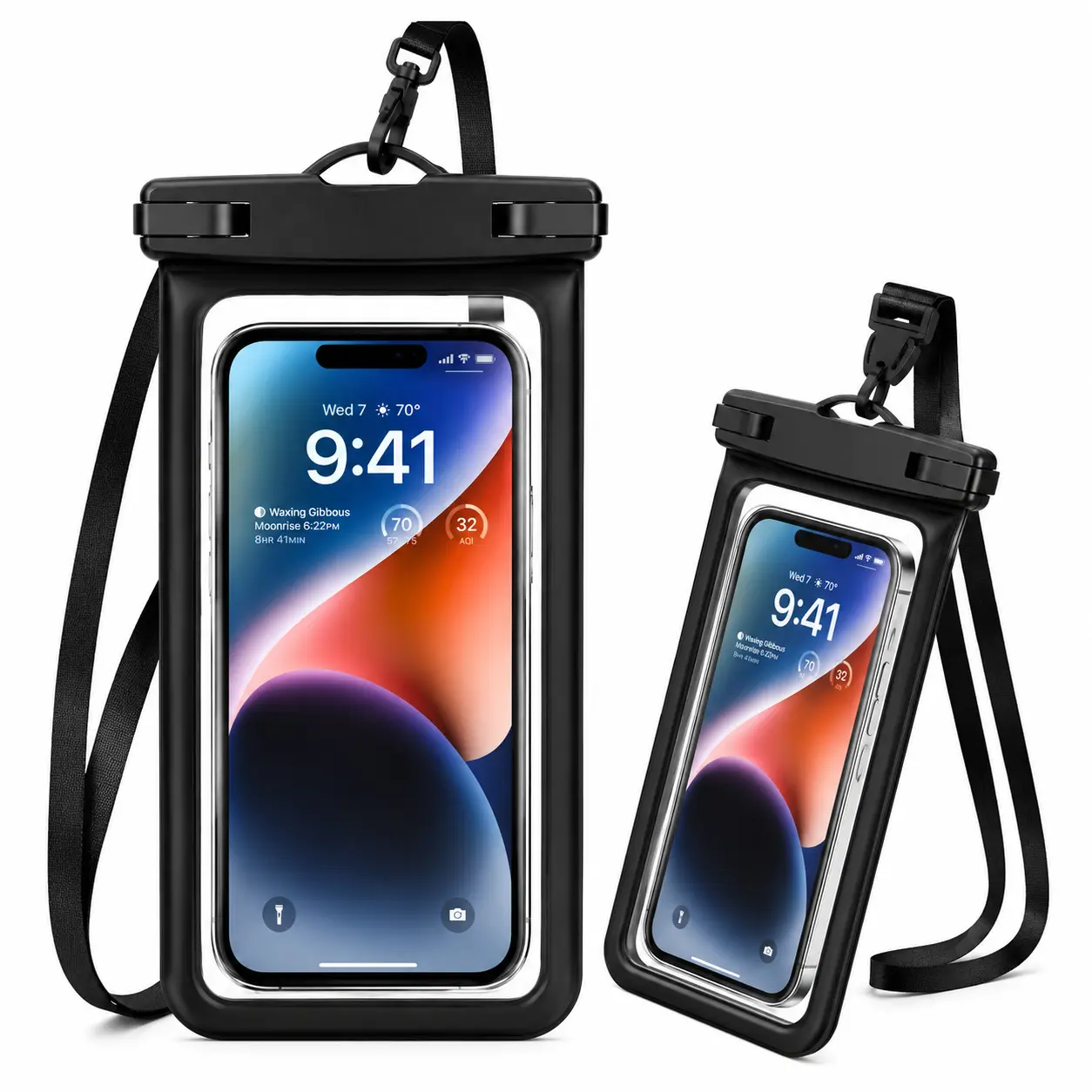 【1 Waterproof Phone Pouches with 1 Lanyards】Touchscreen-Compatible Waterproof Phone Pouch Set (with Lanyard) — Ideal for Swimming, the Beach, or Kayaking — Fits All Phones Up to 7 Inches in Size.