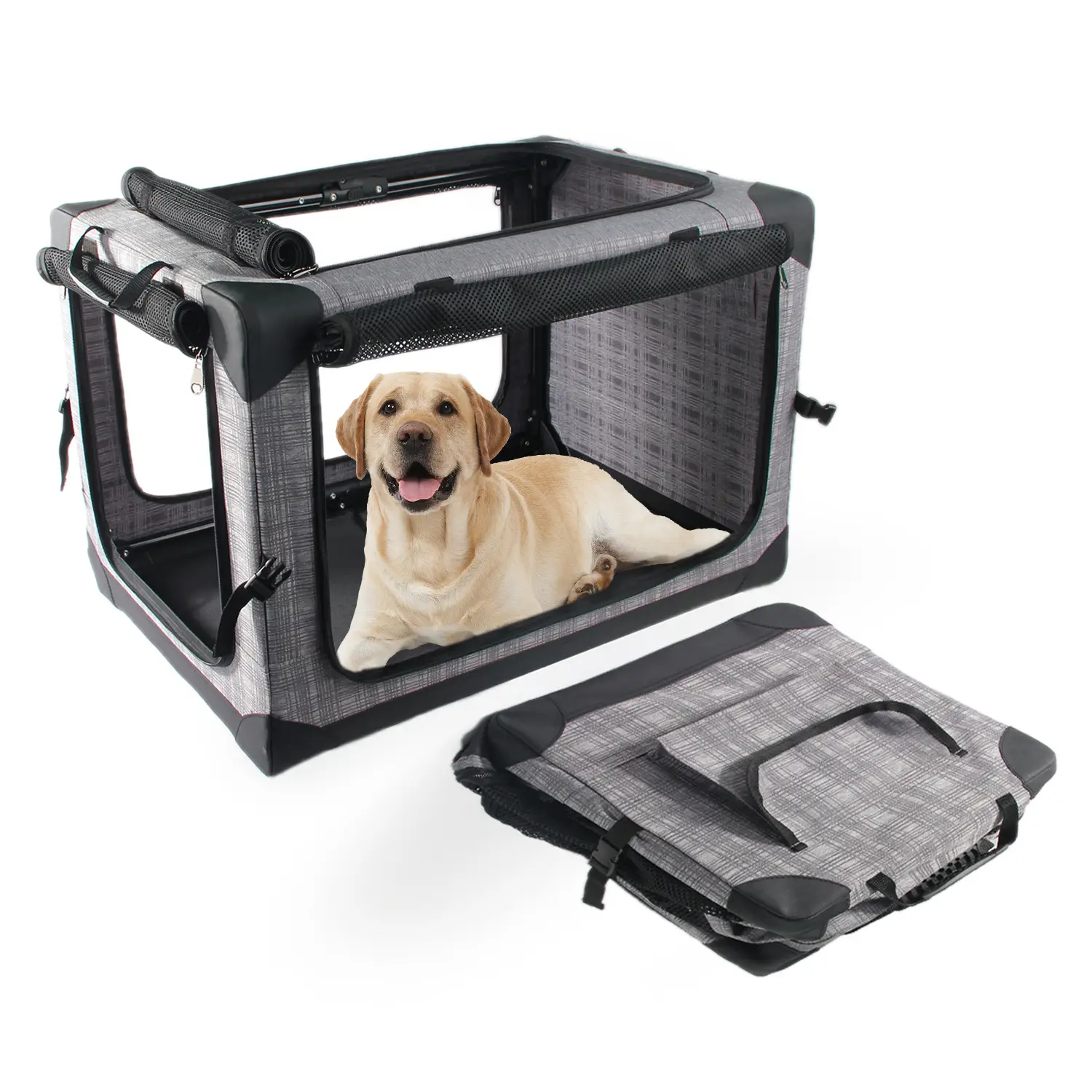 All For Paws 4 Door Folding Dog Cage Dog Crates & Kennels for Indoor and Outdoor Use Carrier