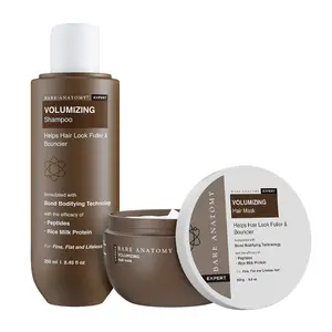 Volumizing Shampoo (250ml) + Volumizing Hair Mask (250g) with Rice Milk Protein & Peptides for Fuller, Smoother & Shinier Looking Hair