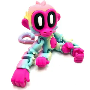HixTown Blob Monkey, large & medium  articulating 3d printed multi colored