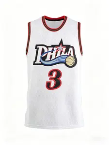 Men's Basketball Jersey, Star Pattern Sleeveless Mesh Breathable Vest, Vintage Streetwear Training Sports Uniform, All-Season Loose Fit