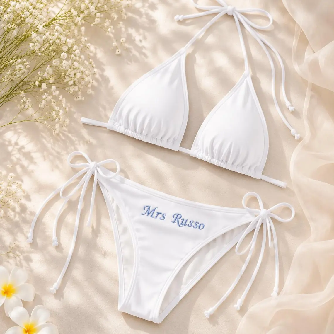 Personalized Bridal Bikini Set | Custom Bride Swimsuit with Name | Bachelorette Party Bikini | Honeymoon Beach Outfit for Bride