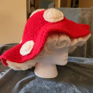 Mushroom Ruffle Hat - Red, Soft, Whimsical