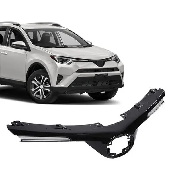 Fit For 2016-2018 Toyota RAV4 Front Bumper Upper Hood Grille w/ Chrome Trim