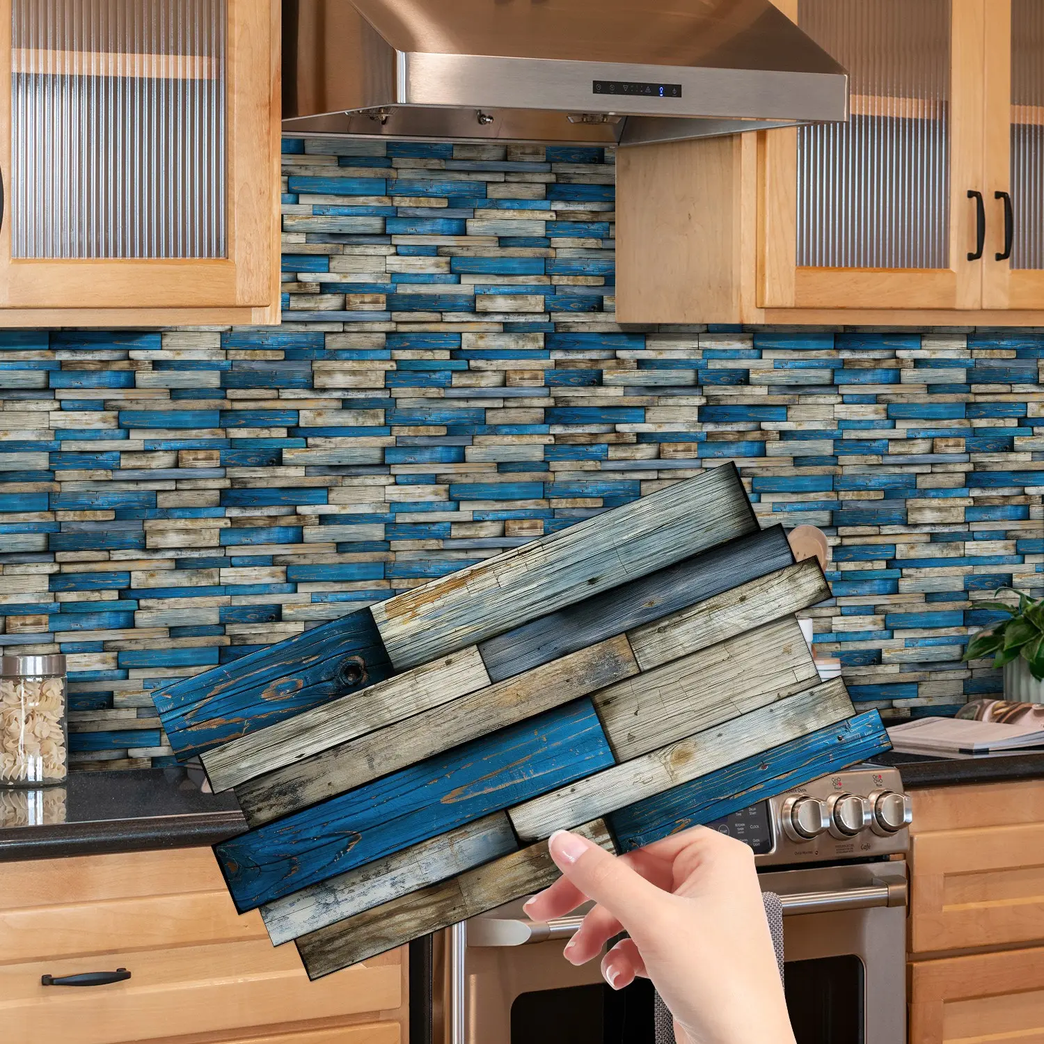 Vintage Woodgrain Stickers, Peel and Stick 4.72x9.68 in Tiles, Skin-Friendly Vinyl Tile, Back Splash for Kitchen Wall, Fireplace Decor