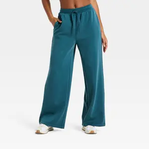 Women's Airy Sleek Ribbed Wide Leg Sweatpants - All In Motion Blue XL