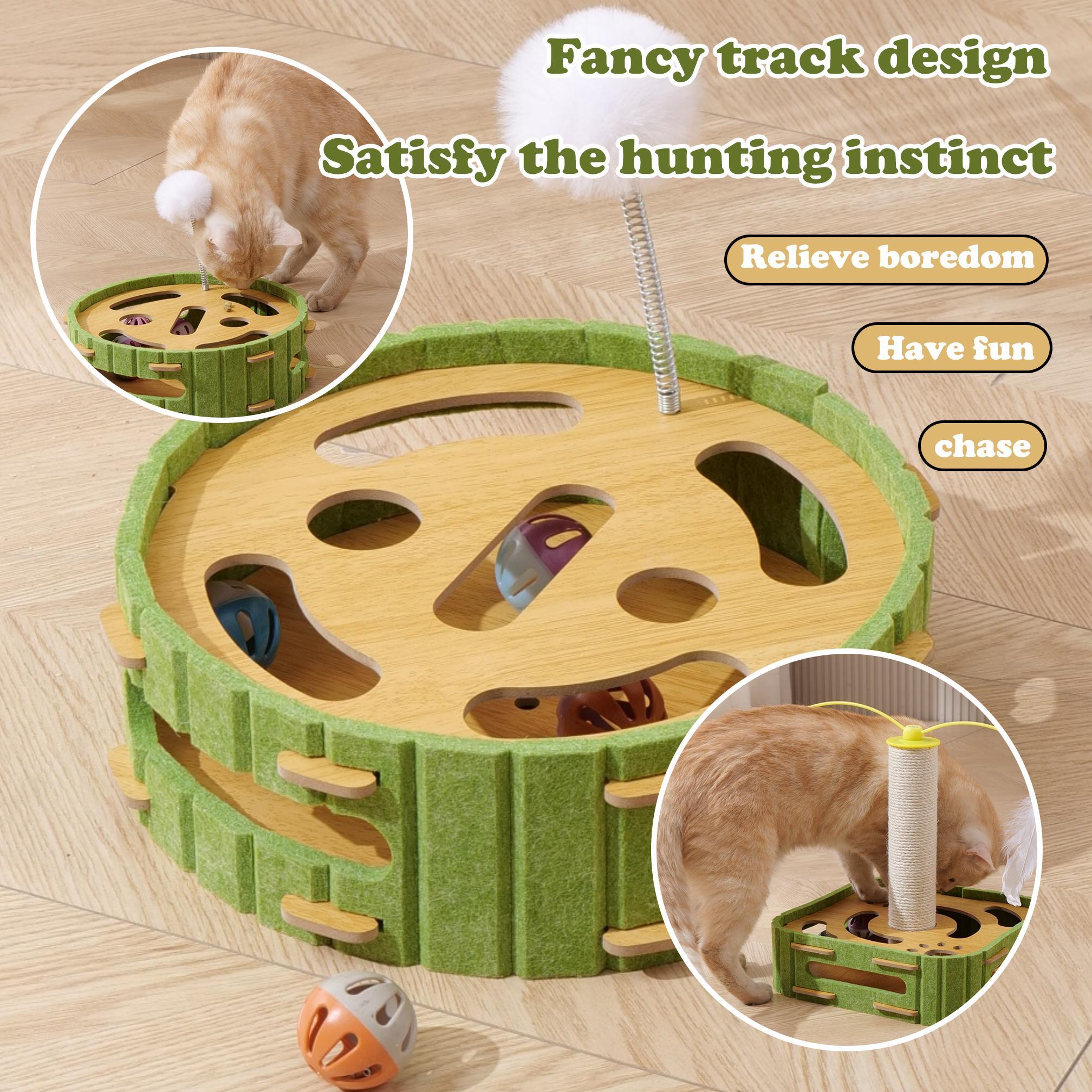 Interactive Cat Puzzle Box with Scratcher Pad – 2-in-1 Cat Toy Bundle for Indoor Cats, Puzzle Feeder & Cat Scratcher Set for Bored Kittens (2-Pack)