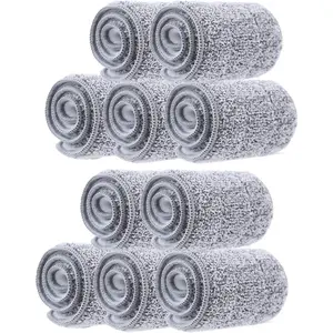 10 Pack of 13 x 4.9" Mop Pads-Washable Wet/Dry Mop Head Refills for Most 11 - 13" Hook and Loop Flat Mops - Floor Care