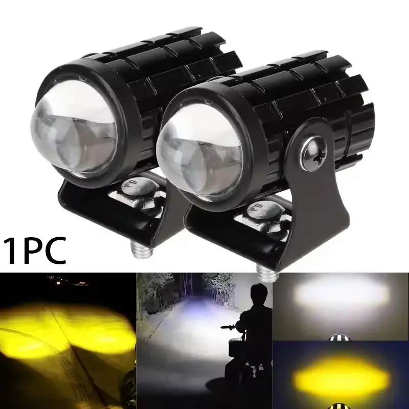 For Auxiliary Spotlight Lamp Moto Fog light Accessories Motorcycle Mini Driving Light Headlight Universal Dual Color ATV Scooter Auxiliary Lights