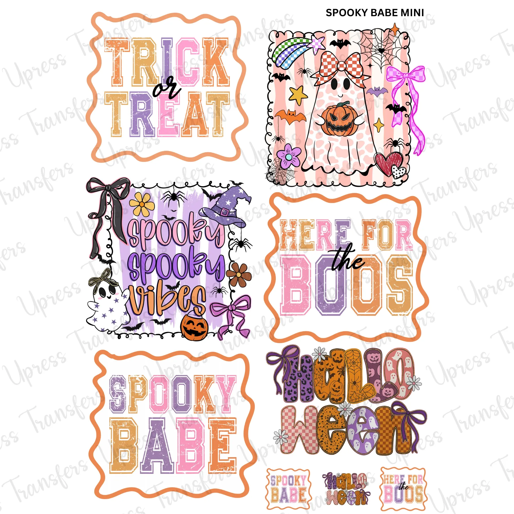 Spooky Babe Mini DTF Transfer Gang Sheet 24.5" Wide x 36" Long Direct To Film Trendy Vibrant Designs for Stylish Wardrobe