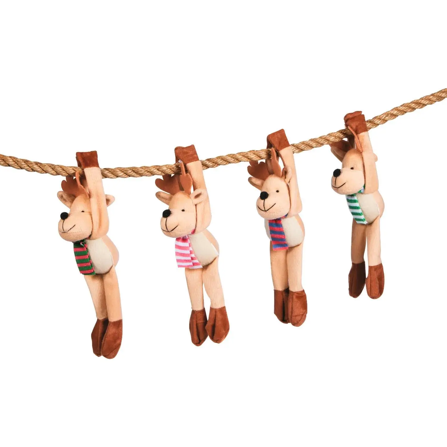 11 1/2" Classic Long Arm Stuffed Reindeer with Scarves - 12 Pc.