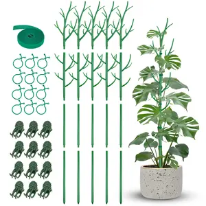 NiHome 50" Plant Support Stakes 5-Pack for Indoor & Outdoor Garden Climbing Plants Enhances Upright Growth -Non-Rotting Plastic Natural Branch Look