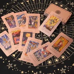 Rose Gold Tarot Cards with Guide Book Waterproof Wrinkle Resistant Foil Tarot Deck for Beginners Includes Chakras Planets Zodiac Signs Elements & Affirmations